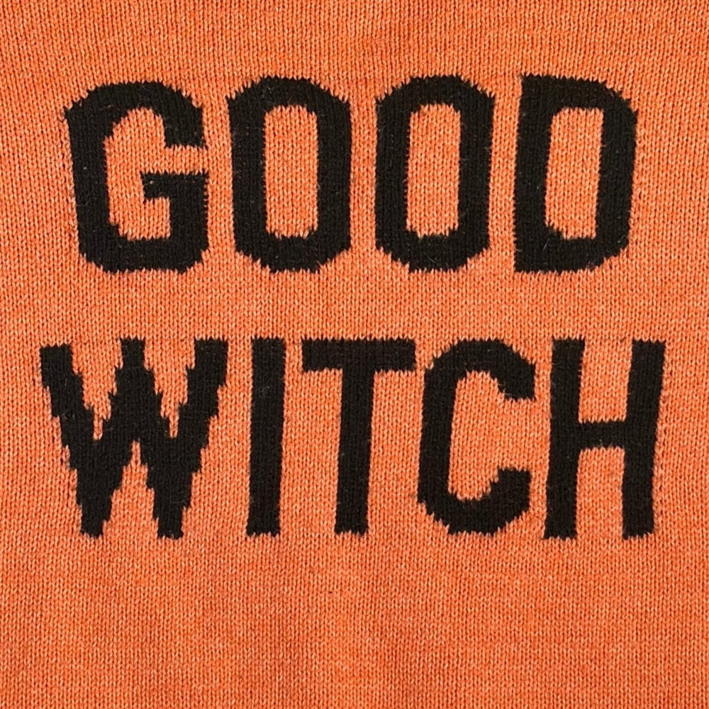 State of Mine Good Witch Orange Halloween Sweater Womens M Recycled Poly - Picture 3 of 7